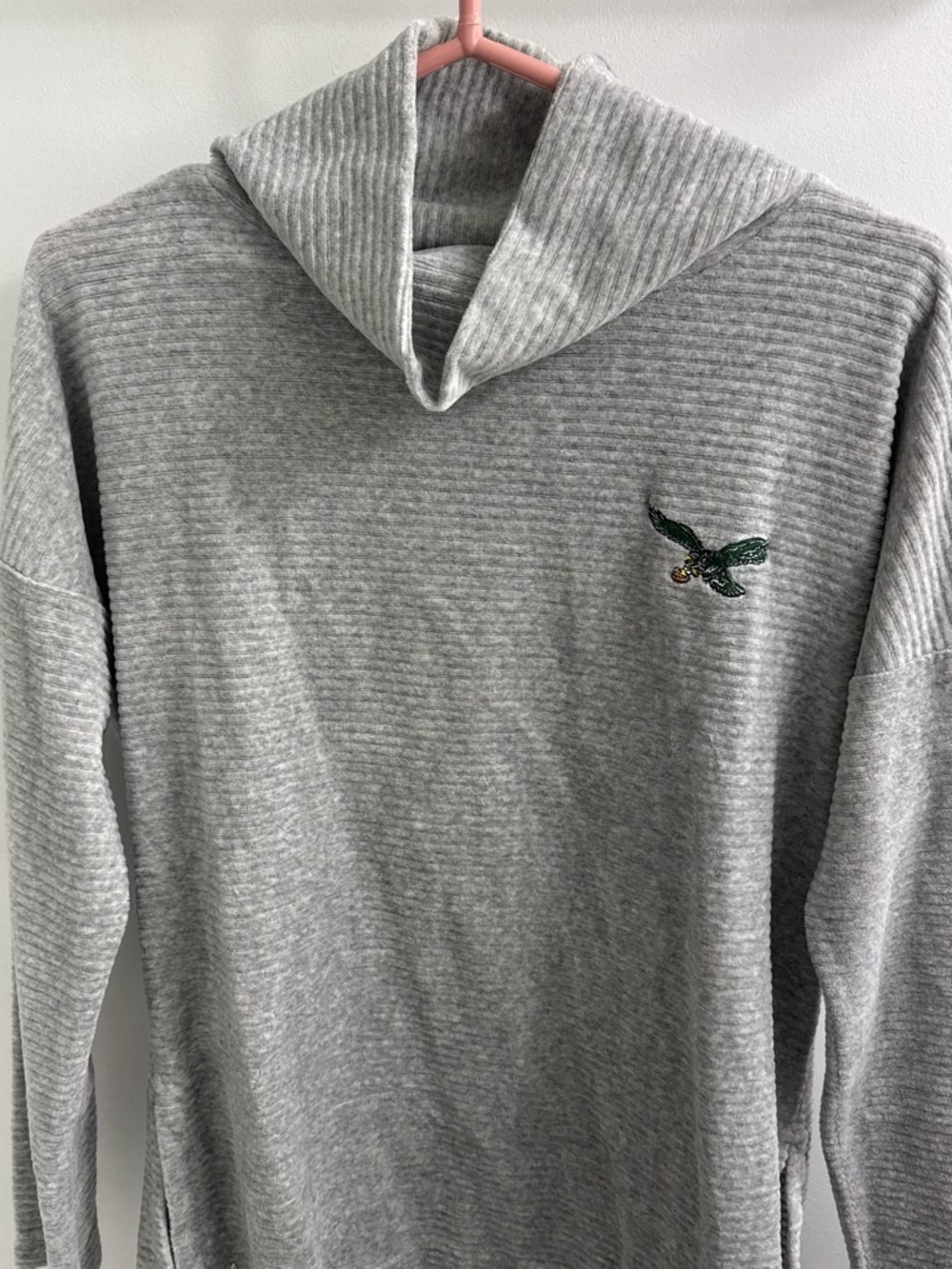 Women’s Grey Ribbed Hooded Eagles Sweater